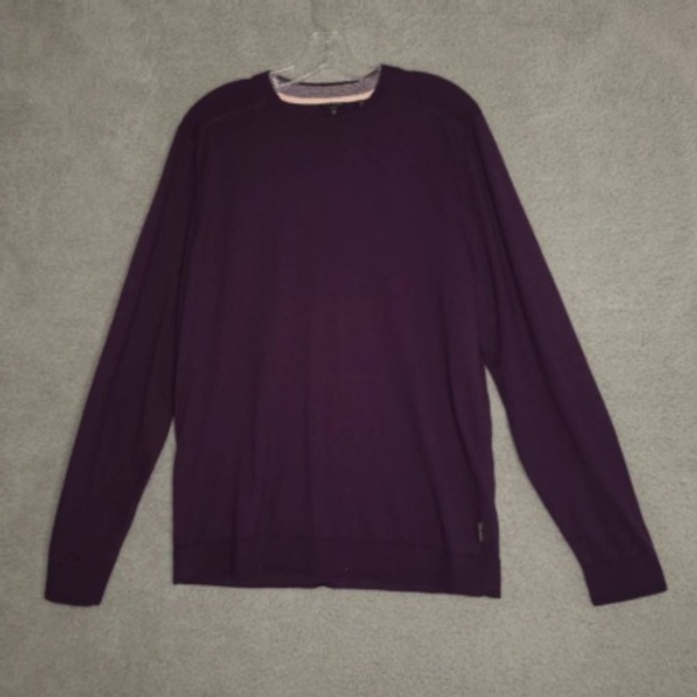 Ted Baker Womens‎ Pullover Sweater Purple Long Sleeve Crew Neck Tight Knit  New